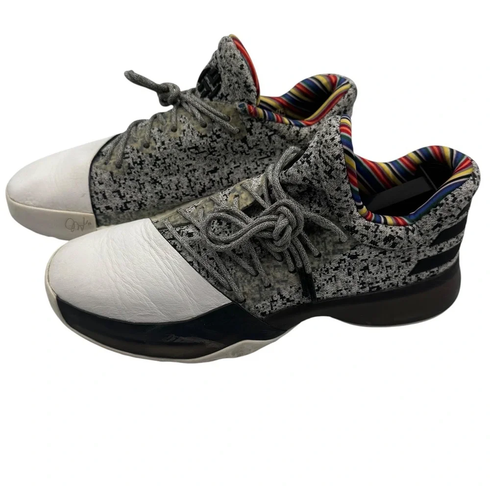 Adidas Harden Vol 1 Disruption White Black Multi BY3473 Mens 7.5 Basketball Shoe